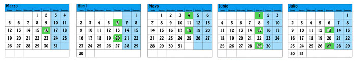 Calendario sesiones informativas